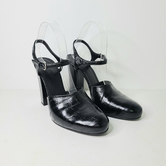 Jil Sander Runway Black Heeled Mule Ankle Strap Shoes - Picture 3 of 14
